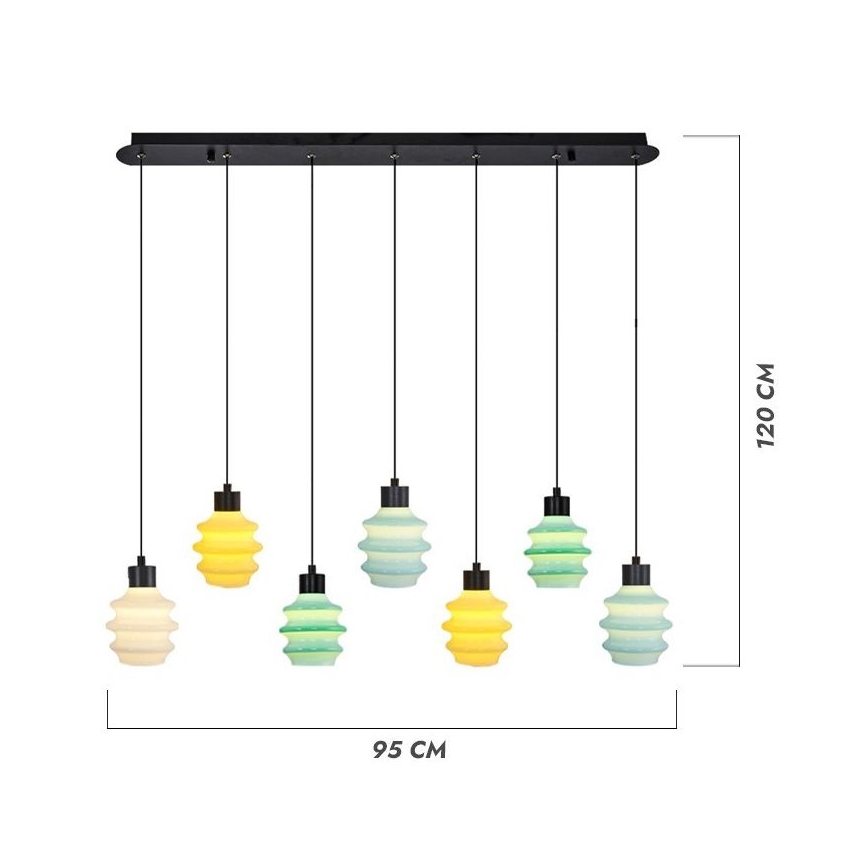 LED pendant on cable CACTUS 7xLED/2.8W/230V 3000K green/yellow/white