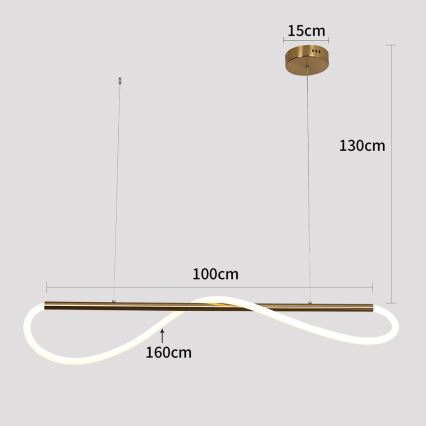 LED pendant on cable MELECA LED/24W/230V 3000/4000/6000K 100 cm gold