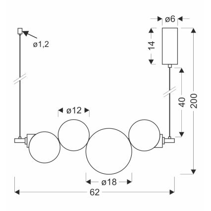 LED Pendant on Cable PLAYA LED/12W/230V Black