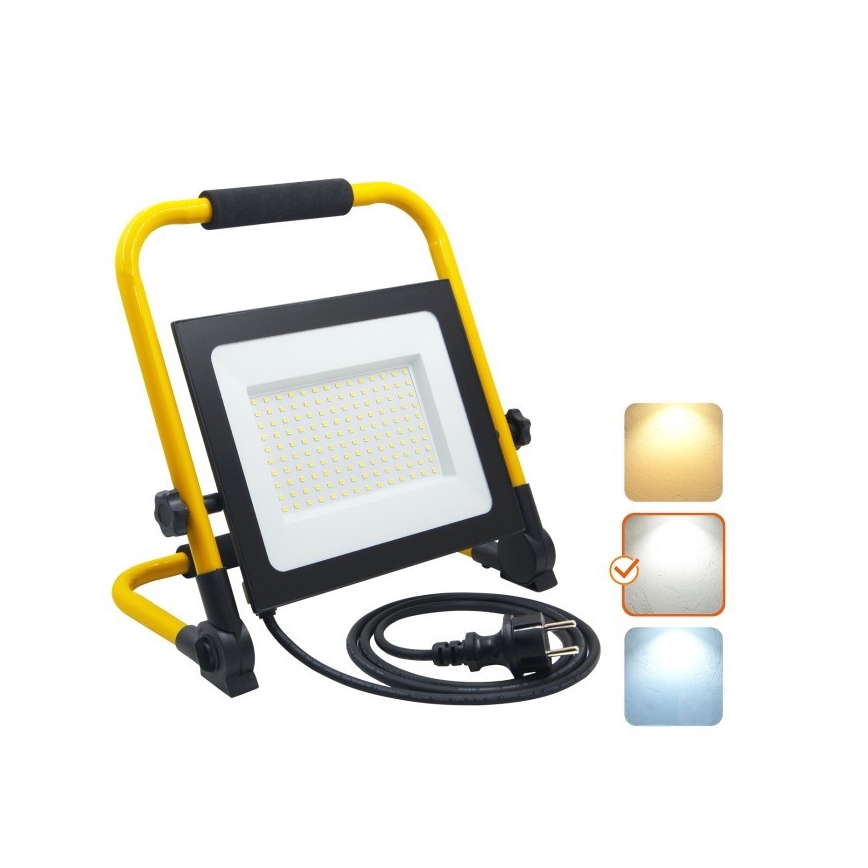 LED Portable floodlight TIGRA LED/100W/4000K IP54 black/yellow