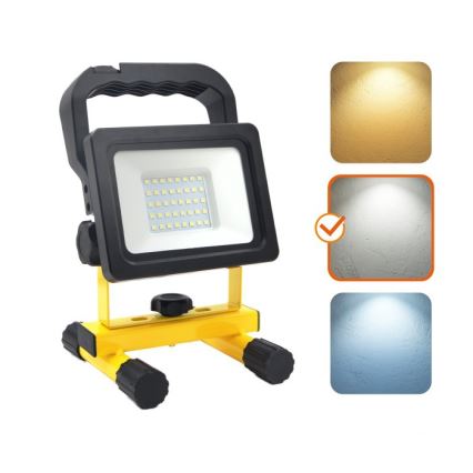 Dimmable Portable LED Floodlight TIGRA LED/20W/3.7V 4000K IP54 4400 mAh black/yellow