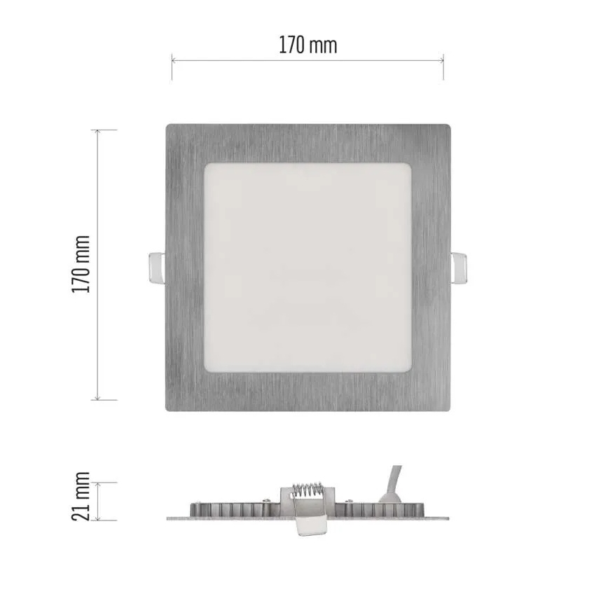 LED Recessed Ceiling Light NEXXO LED/12,5W/230V 3000/3500/4000K silver 17x17 cm