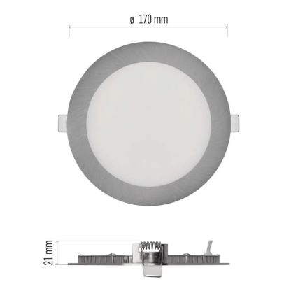 LED recessed downlight NEXXO LED/12.5W/230V 3000/3500/4000K silver Ø 17 cm