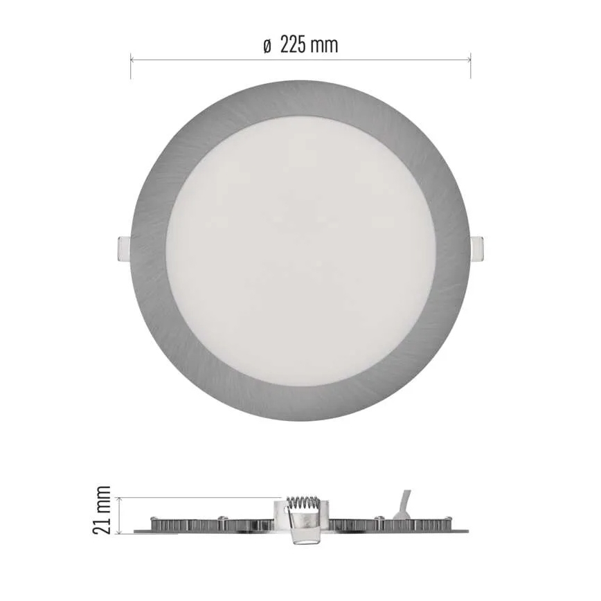 LED Recessed Downlight NEXXO LED/18W/230V 3000/3500/4000K, Silver, Ø 22.5 cm