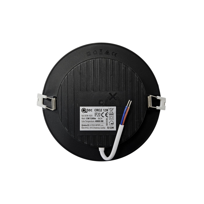 LED Recessed light CIRCLE LED/12W/230V 4000K d. 17 cm black