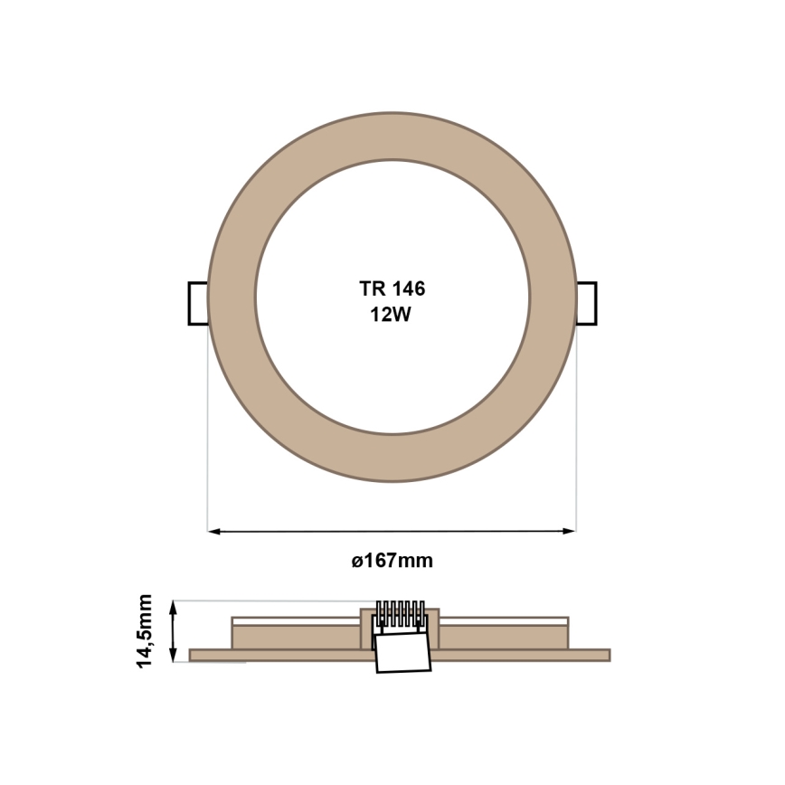 LED Recessed light CIRCLE LED/12W/230V 4200K d. 16,7 cm brown