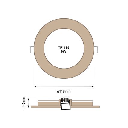 LED Recessed light CIRCLE LED/6W/230V 4200K d. 11,8 cm brown
