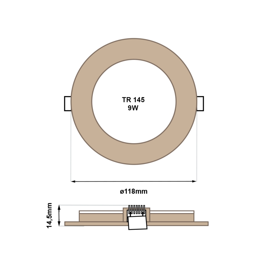 LED Recessed light CIRCLE LED/6W/230V 4200K d. 11,8 cm brown
