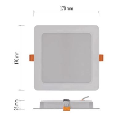 LED Recessed light LED/18W/230V 17x17 cm white