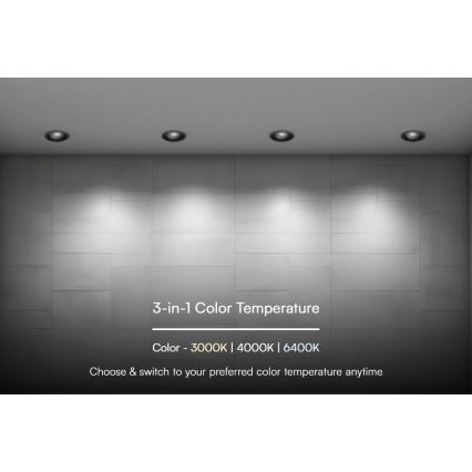 LED Recessed light LED/18W/230V 3000/4000/6400K ø 10,6 cm black