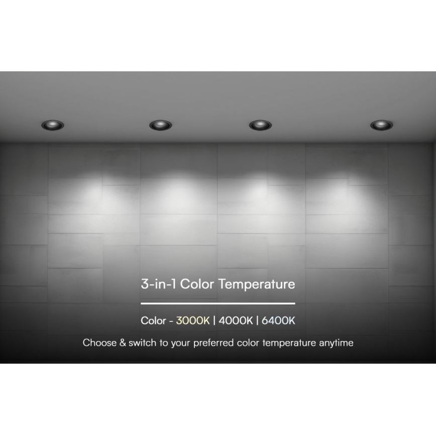 LED Recessed light LED/18W/230V 3000/4000/6400K ø 10,6 cm black