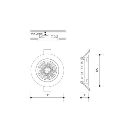 LED Recessed light LED/18W/230V 3000K d. 11,5 cm black