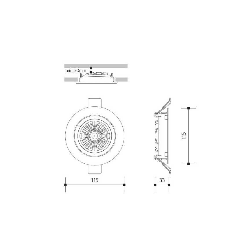 LED Recessed light LED/18W/230V 4000K d. 11,5 cm white
