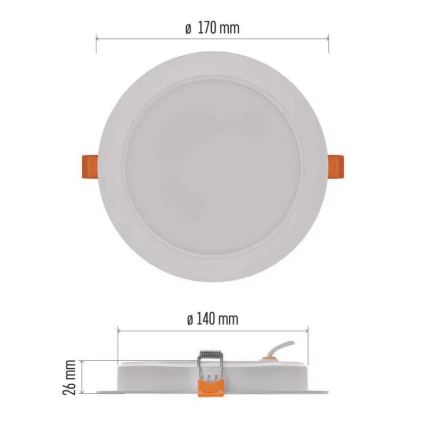LED Recessed light LED/18W/230V d. 17 cm white