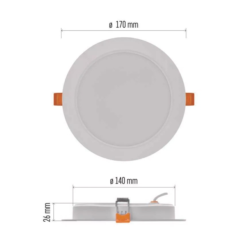 LED Recessed light LED/18W/230V d. 17 cm white