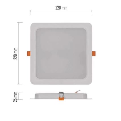 LED Recessed light LED/24W/230V 22x22 cm white