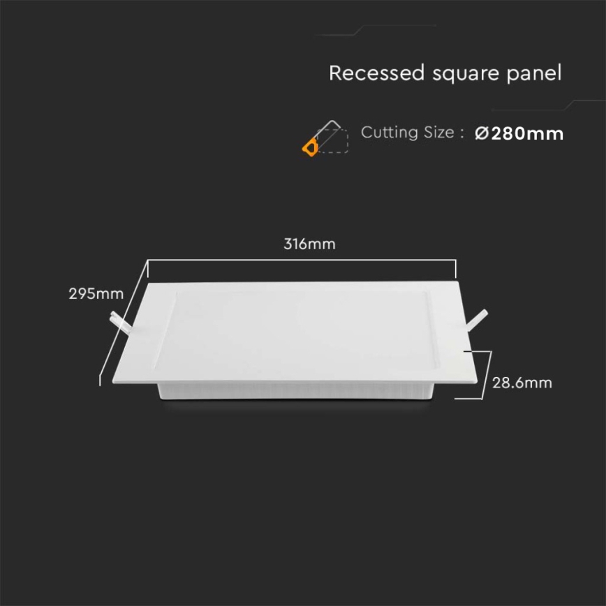 LED Recessed light LED/24W/230V 29,5x29,5 cm 3000K white