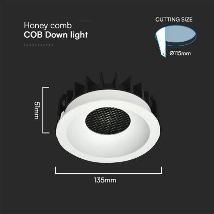 LED Recessed light LED/24W/230V 3000/4000/6400K ø 13,5 cm white
