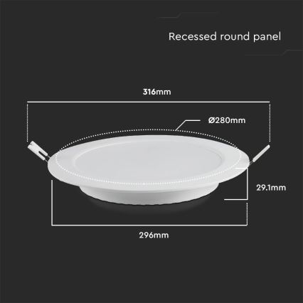 LED Recessed light LED/24W/230V d. 29,6 cm 6500K white