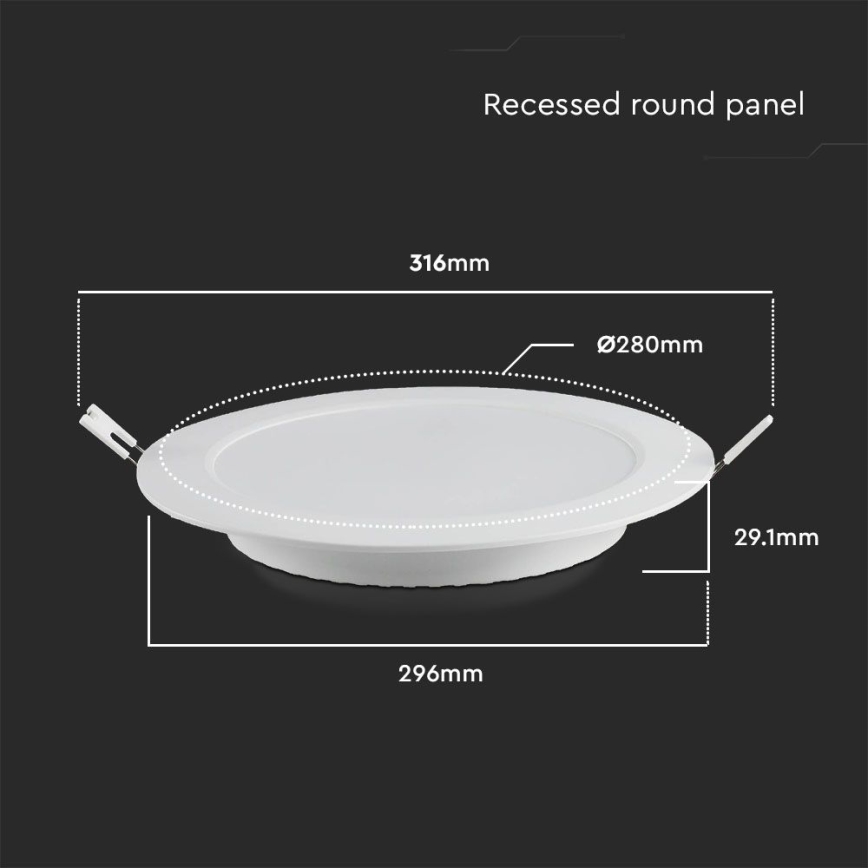 LED Recessed light LED/24W/230V d. 29,6 cm 6500K white