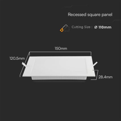 LED Recessed light LED/6W/230V 12x12 cm 4000K white