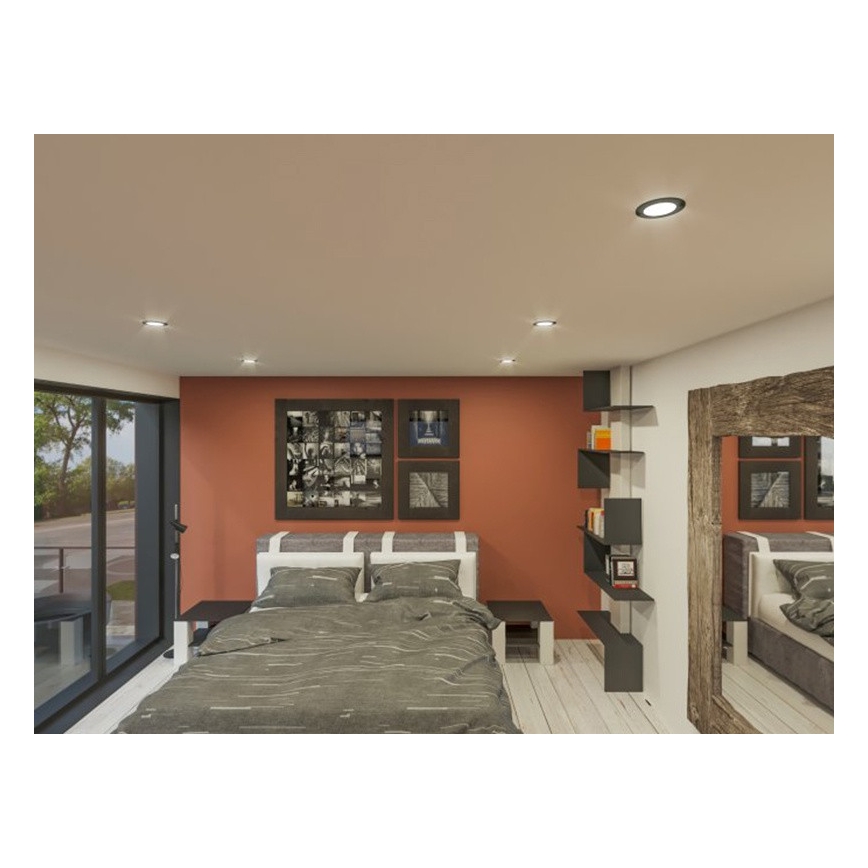 LED Recessed light LED/6W/230V 3000K d. 8,5 cm black