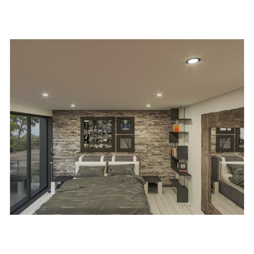LED Recessed light LED/6W/230V 4000K d. 8,5 cm black