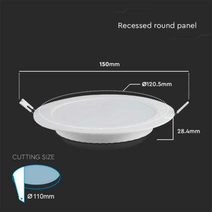 LED Recessed light LED/6W/230V d. 12 cm 3000K white