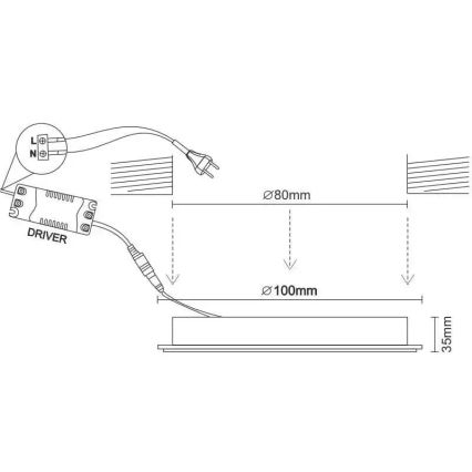 LED Recessed light LED/7,5W/230V 4000K black/silver