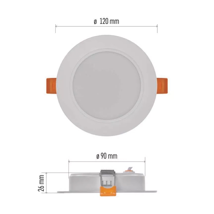 LED Recessed light LED/9W/230V d. 12 cm white