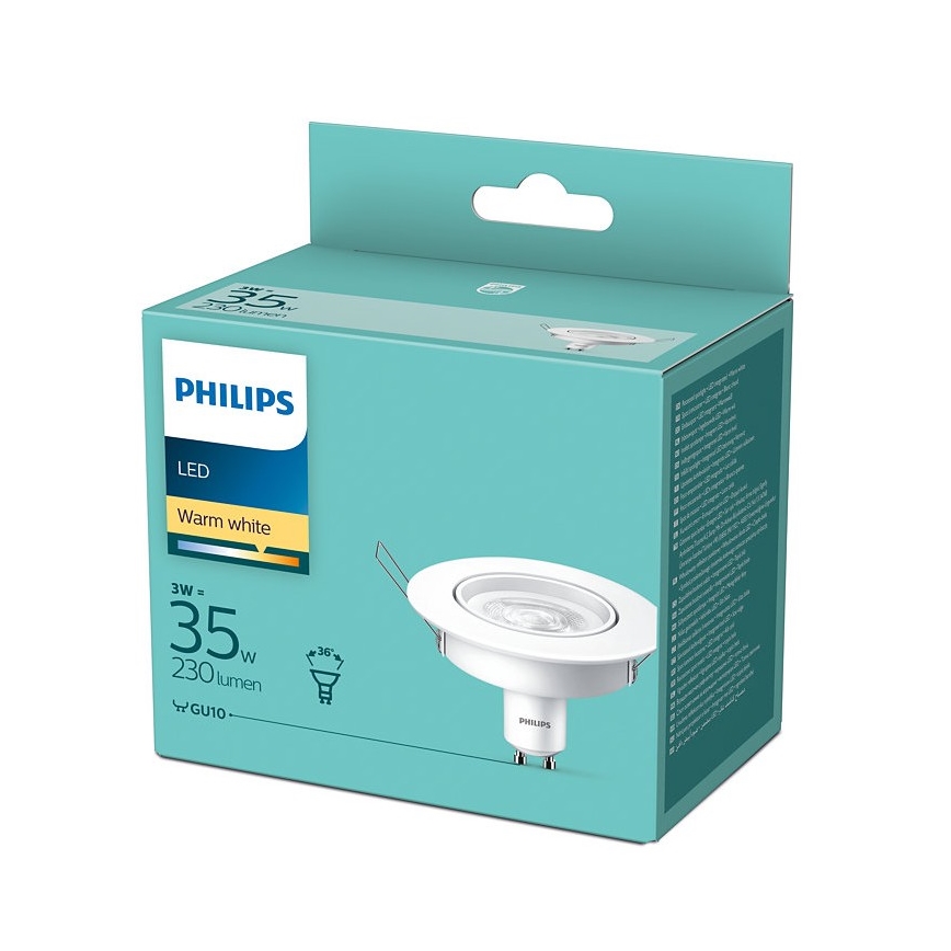 LED Recessed light Philips 1xGU10/3W/230V 2700K