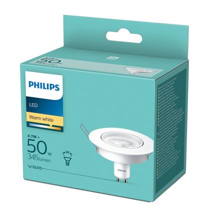LED Recessed light Philips 1xGU10/4,7W/230V 2700K