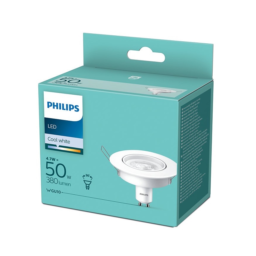 LED Recessed light Philips 1xGU10/4,7W/230V 4000K