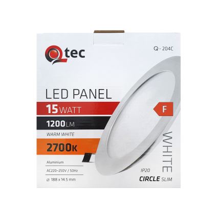 LED Recessed light QTEC LED/15W/230V 2700K d. 18,8 cm