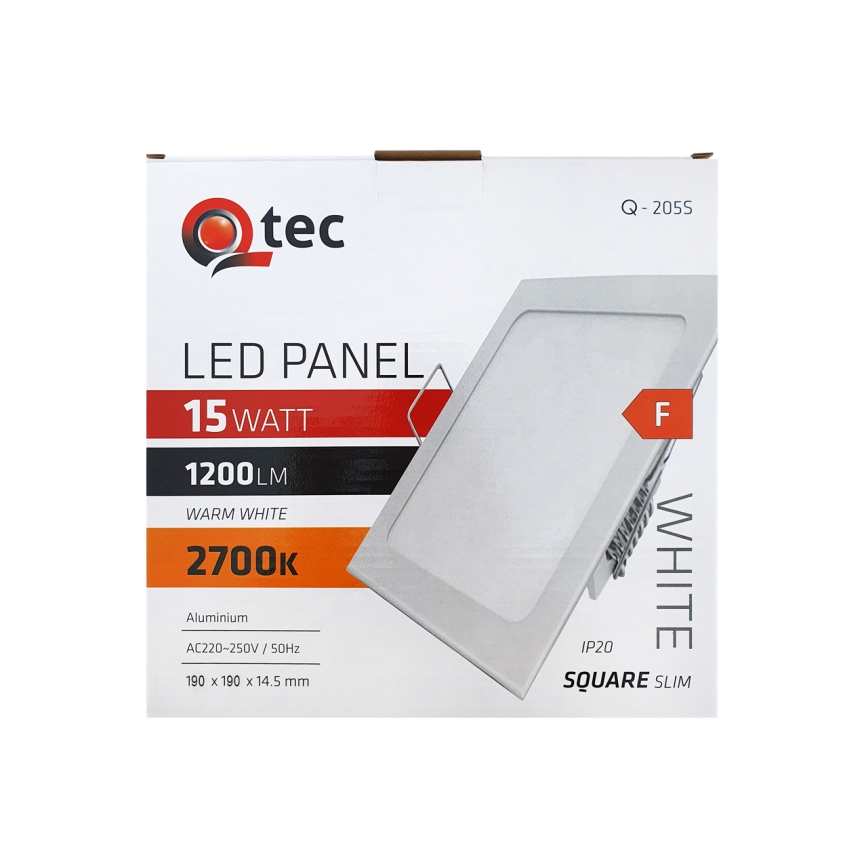 LED Recessed light QTEC LED/15W/230V 2700K 19x19 cm