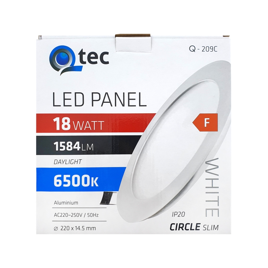 LED Recessed light QTEC LED/18W/230V 6500K d. 22 cm