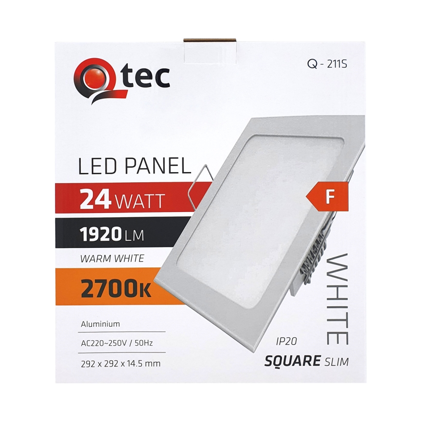 LED Recessed light QTEC LED/24W/230V 2700K 29,2x29,2 cm