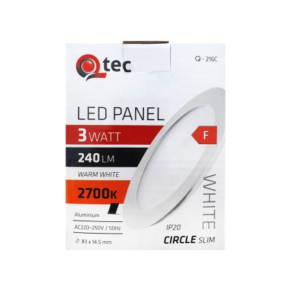 LED Recessed light QTEC LED/3W/230V 2700K d. 8,3 cm
