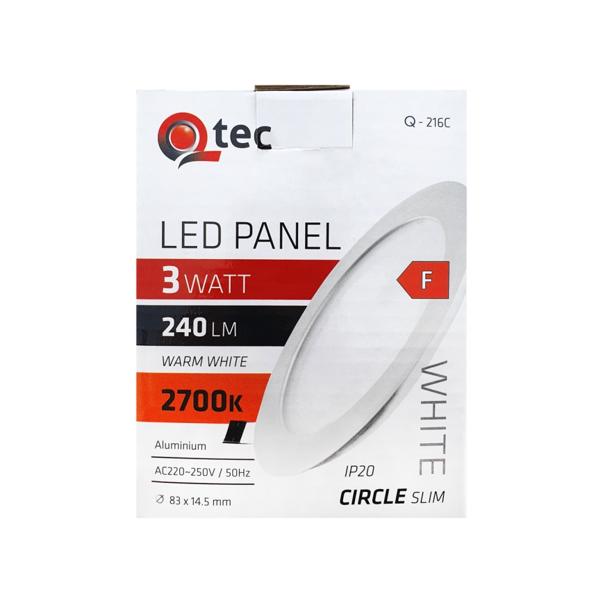 LED Recessed light QTEC LED/3W/230V 2700K d. 8,3 cm