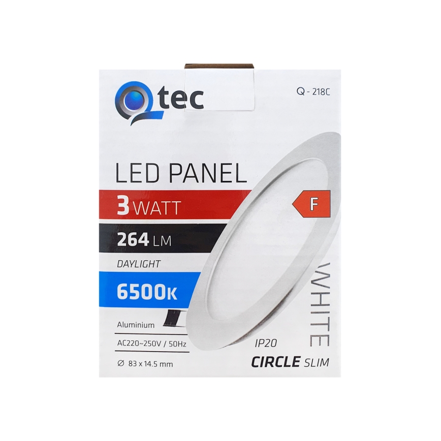 LED Recessed light QTEC LED/3W/230V 6500K d. 8,3 cm