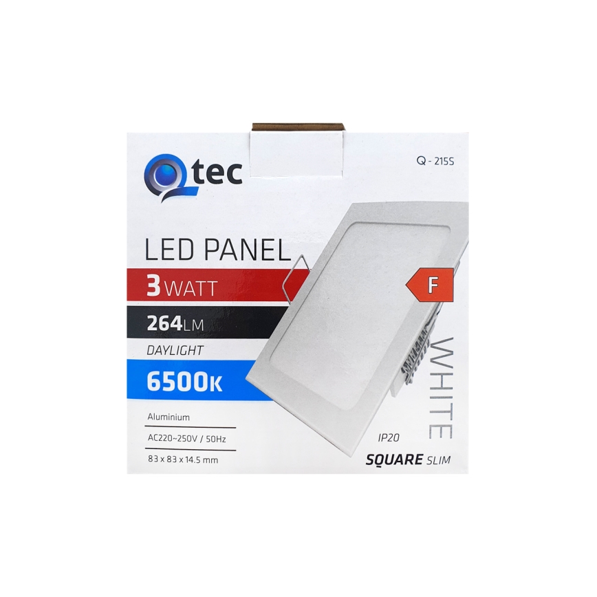 LED Recessed light QTEC LED/3W/230V 6500K 8,3x8,3 cm