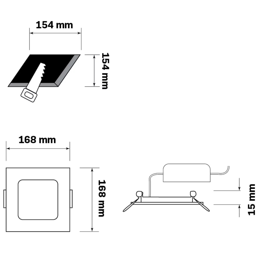 LED Recessed light RIGEL LED/10W/230V 4000K 16,8x16,8 cm black