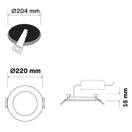 LED Recessed light RIGEL LED/14W/230V 4000K d. 22 cm black