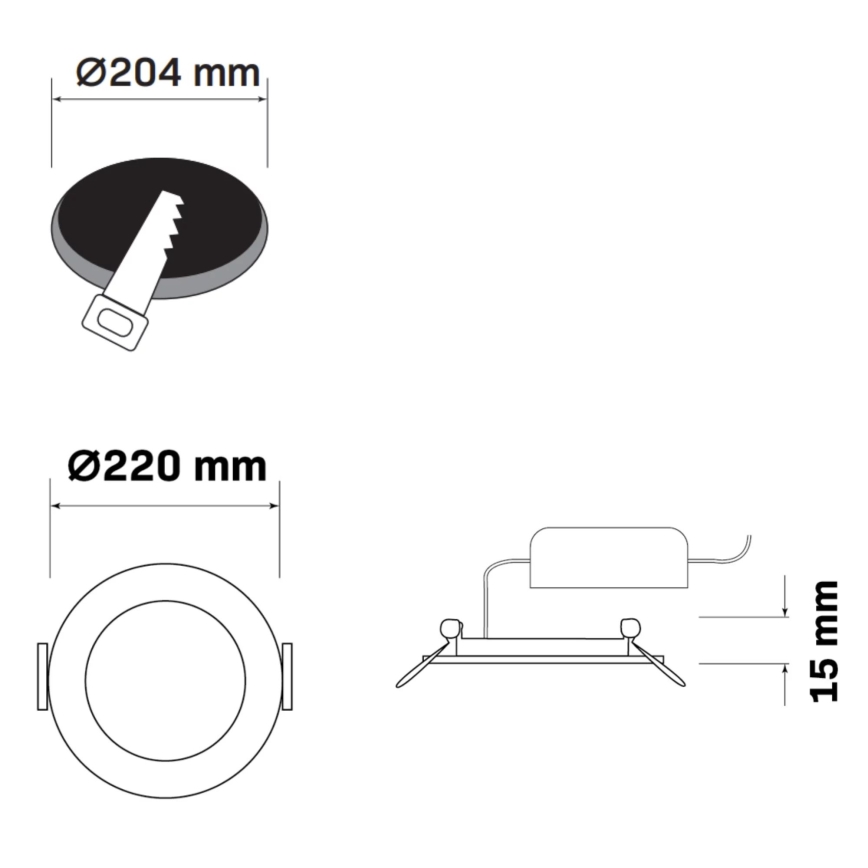 LED Recessed light RIGEL LED/14W/230V 4000K d. 22 cm black