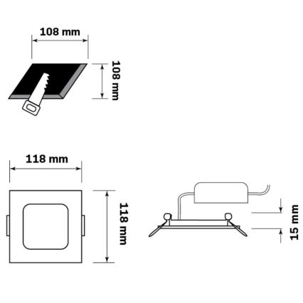 LED Recessed light RIGEL LED/4,8W/230V 4000K 11,8x11,8 cm black