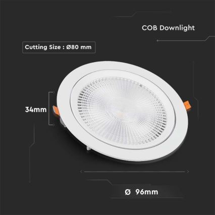 LED Recessed light SAMSUNG CHIP LED/10W/230V 6400K