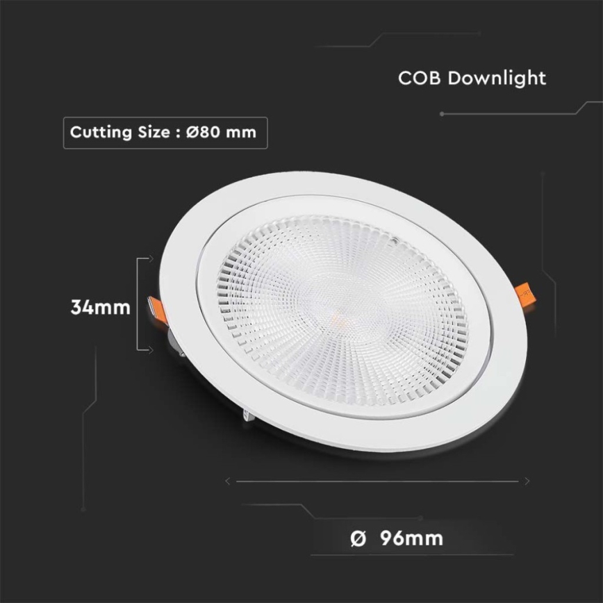 LED Recessed light SAMSUNG CHIP LED/10W/230V 6400K