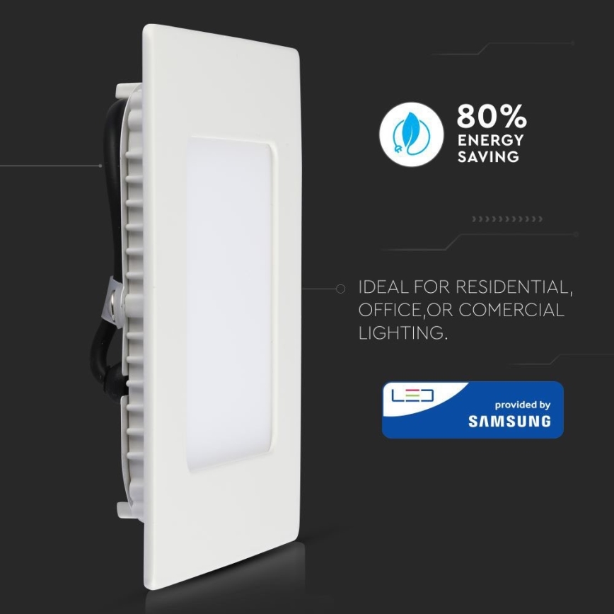 LED Recessed light SAMSUNG CHIP LED/12W/230V 6400K square