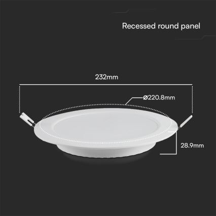 LED Recessed light SAMSUNG CHIP LED/18W/230V 6500K d. 22 cm white