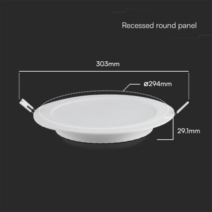 LED Recessed light SAMSUNG CHIP LED/24W/230V 3000K d. 29,4 cm white